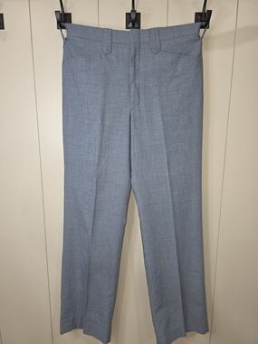 Vtg 70's Farah Straight Leg Trousers Slate Blue Size 33×32 Western Cowboy